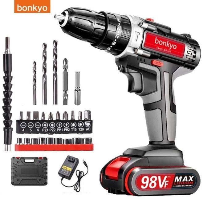 Bor Cordless Bor Baterai Mesin Bor Baterai Bonkyo 98Vf Bor Bonkyo168Vf