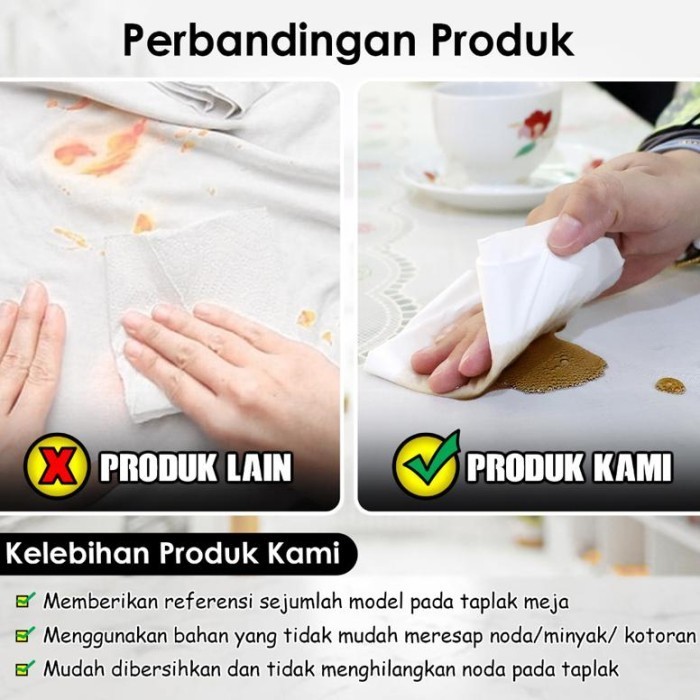 Taplak Meja Taplak Plastik Peva Anti Air Motif Kotak Kotak Taplak