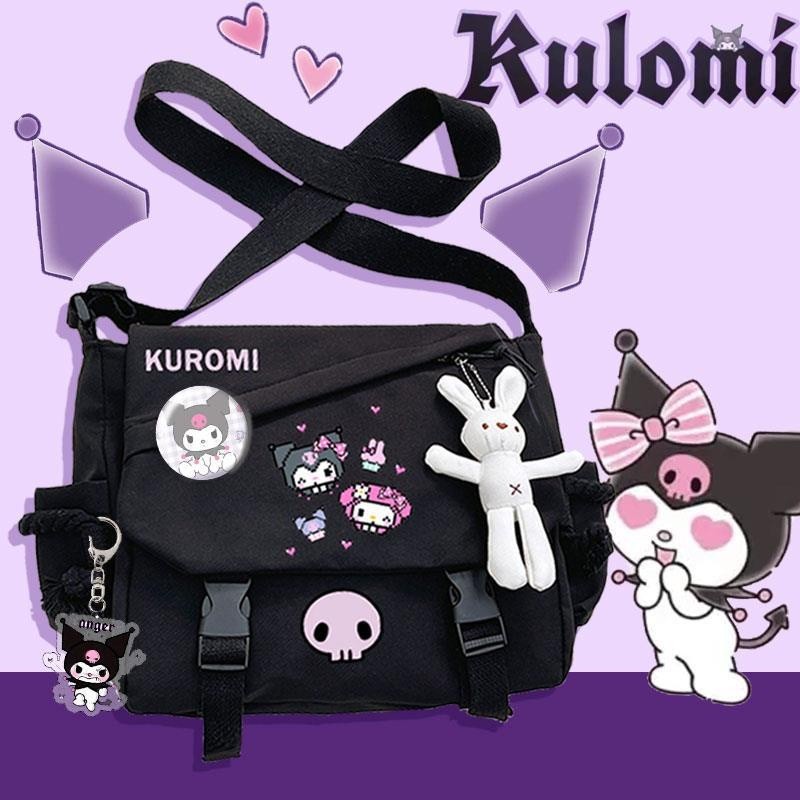 

Tas Bahu Kuromi Kawaii Tas Kurir Kelas Siswa Kartun Sanrio Anime Tas Tangan Kasual Pria dan Wanita Fashion Hadiah Anak-anak