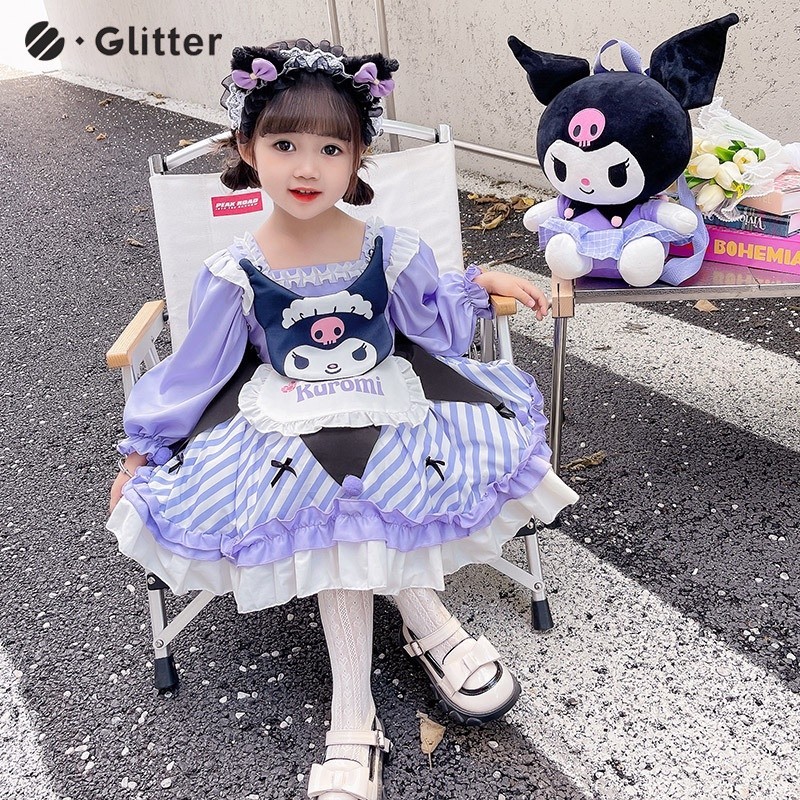 

Gaun Sanrio Kuromi untuk Anak Perempuan Gaun Putri Jk Lucu Lolita Lengan Panjang Ungu Hiasan Kepala Tas Hadiah Kostum OOTD Ulang Tahun Halloween