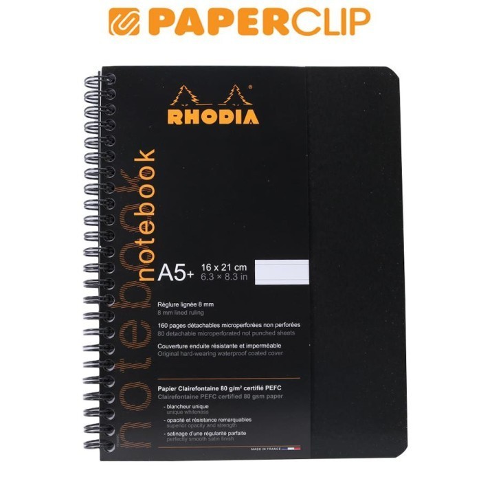 

NOTEOK RHODIA WIREUND A5+ BLACK LINED 193469C