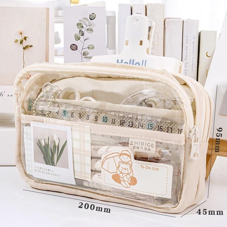 

SPECIAL Winzige kotak pensil transparan aesthetic pencil case large tempat pensil pen pouch lucu stationery organizer qw-45