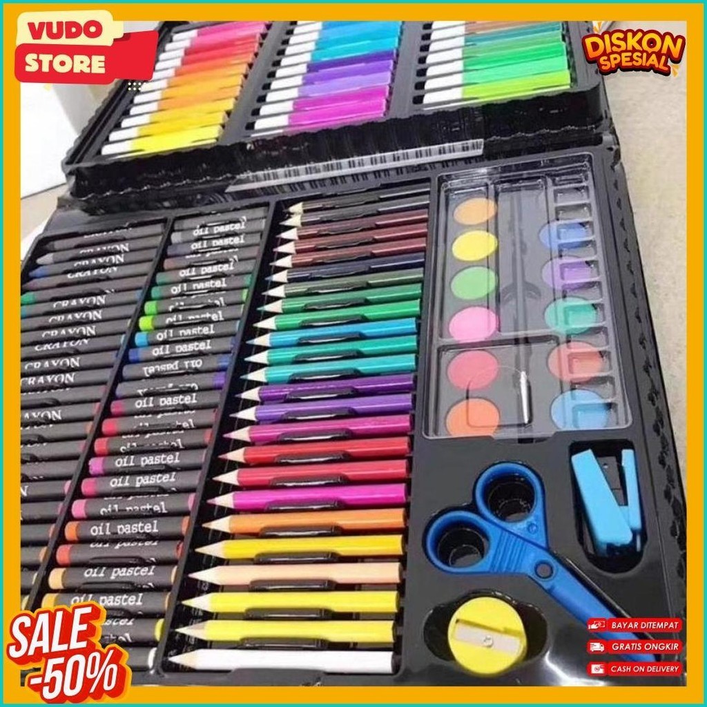 

Crayon Set Peralatan Gambar & Lukis Pensil Warna/ Art Set Isi 150 Pcs Kualitas Premium (Cod)
