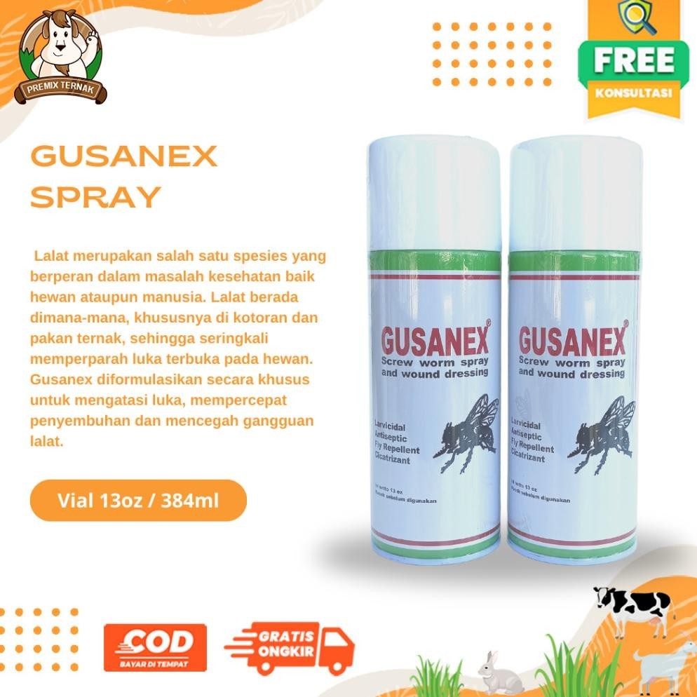 Premium Gusanex Spray Original - Obat Luka Hewan Antiseptik Dan Anti Lalat Viral