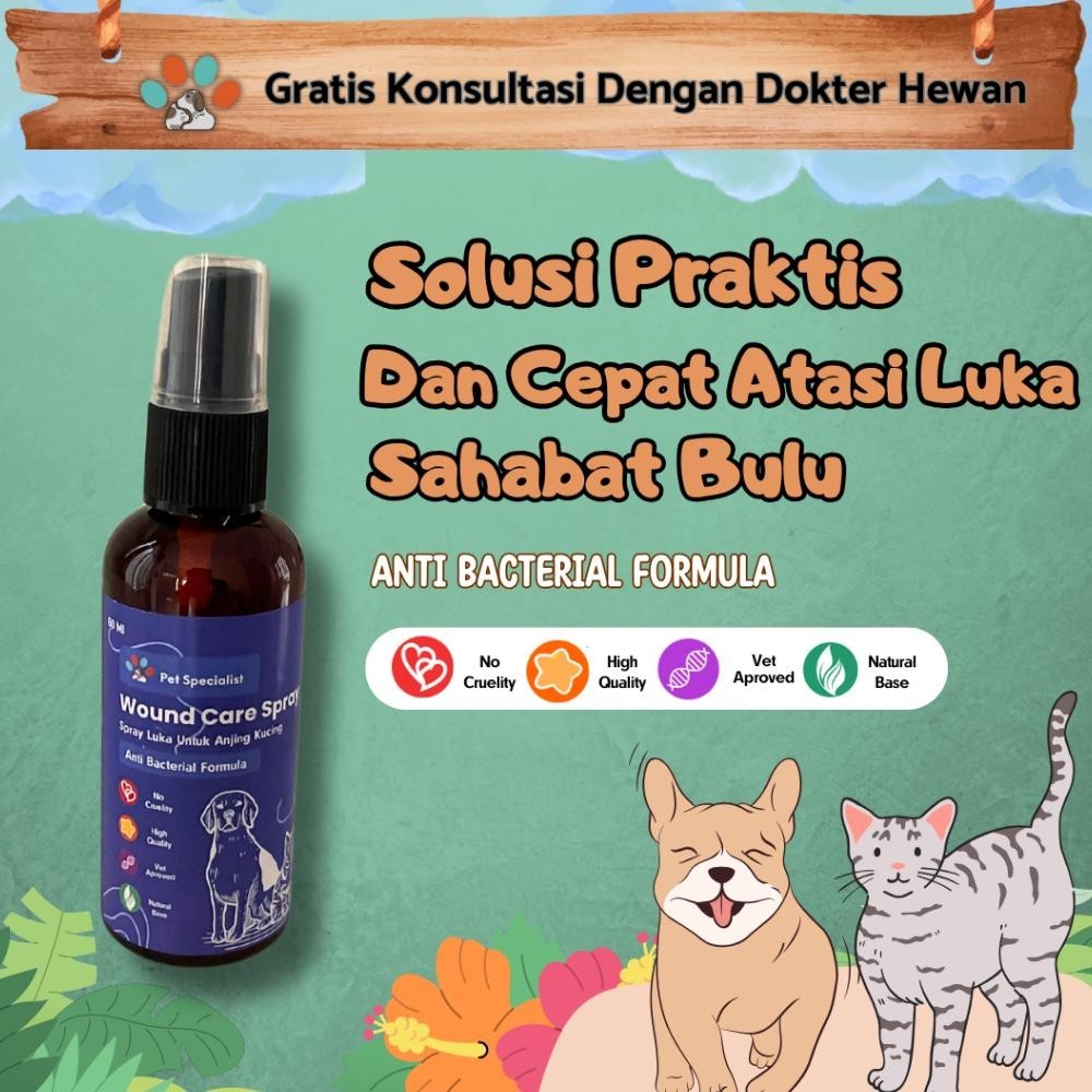 Murah Obat Semprot Spray Luka Pet Specialist 60 Ml - Untuk Anjing Kucing - Mengobati Luka Basah, Luk
