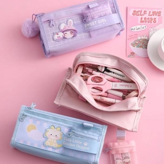 

( zwq ) K004 Kotak Pensil Ala Korean Student Motif Kartun Lucu / Kotak Pensil Karakter Kartun