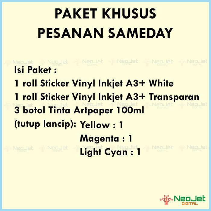 

Paket Sticker Vinyl Inkjet Putih Transparan Tinta Artpaper Art Paper