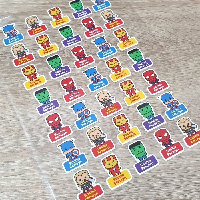 

Stiker nama anak laki / label nama anak anti air waterproof superhero