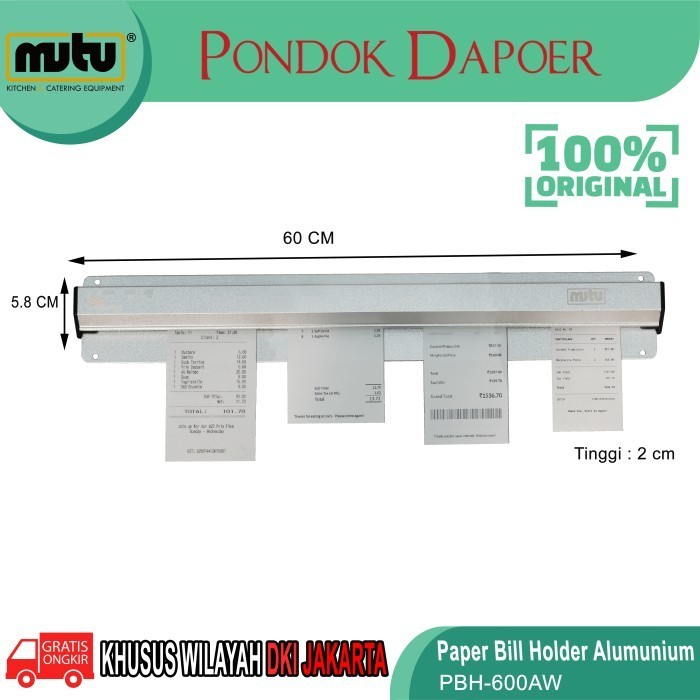 

Alumunium Bill Holder / Penjepit Menu Resto PBH-600AW Mutu