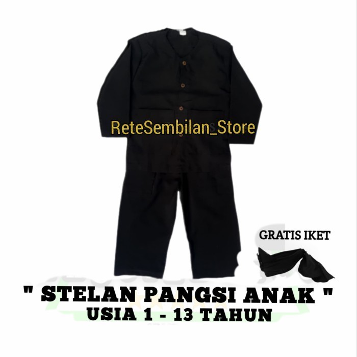 Stelan Pangsi Anak / Pangsi Anak / Baju Pangsi Anak Hitam Polos