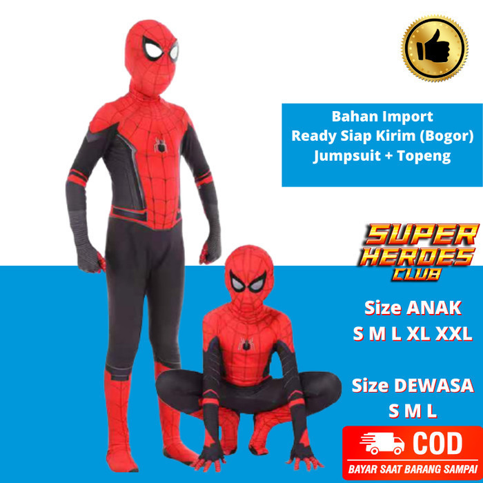 Kostum Superhero Anak Spiderman Baju Costume Cosplay Spider Impor