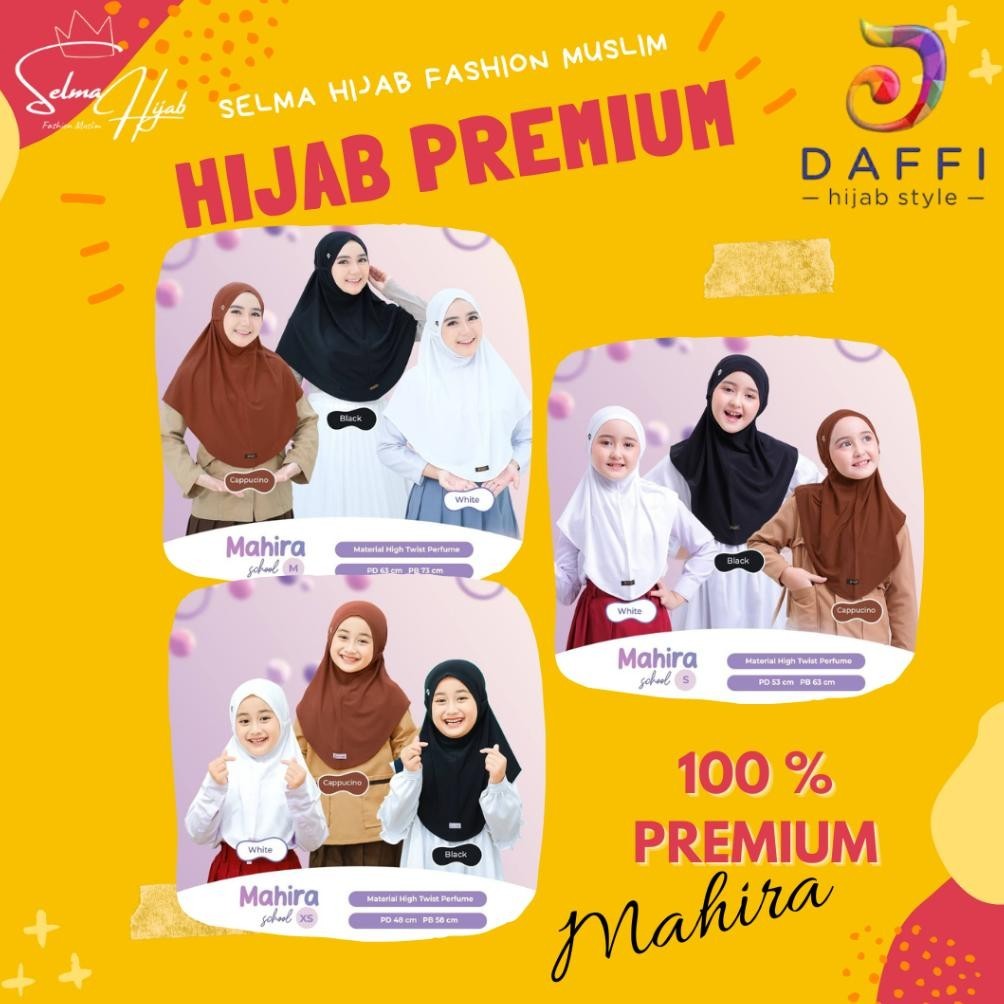 Baruuuu Mahira School Daffi Hijab Jilbab Instan Khimar Syari Anak Sekolah Bahan Kualitas Premium Jer