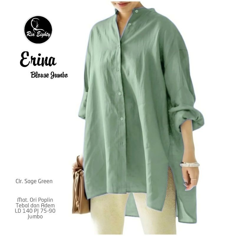 Sage green Kemeja Oversize Ld 140 Fit XXXXXL / jumbo blouse Polos