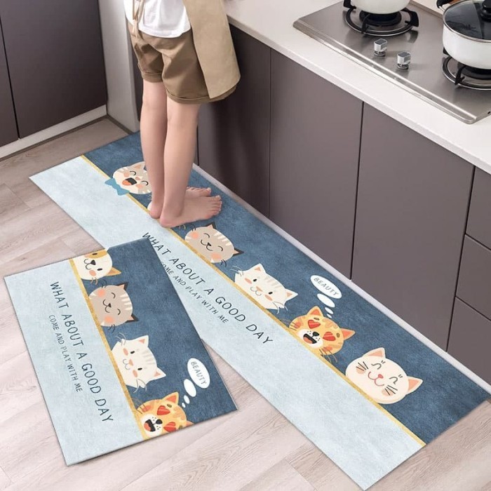 1Set Keset Dapur Anti Slip Lucu Aesthetic Minimalis