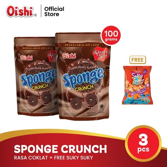 

MURAH Sponge Crunch Rasa Coklat (2pcs)+Free Suky Suky Rasa Udang Manis Pedas