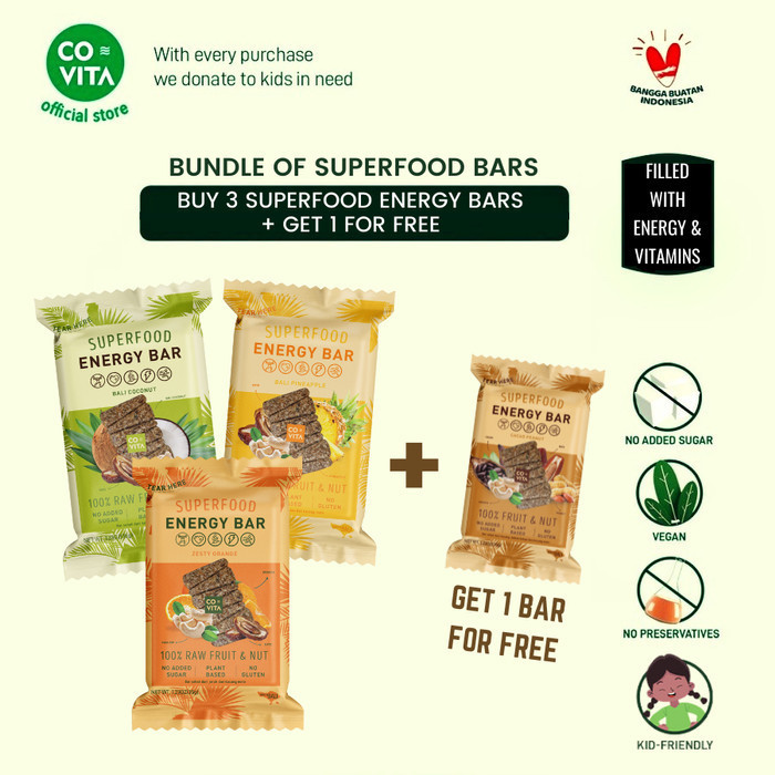 

BERMUTU Bundle - Beli Bar Energi + 1 gratis - Superfood Energy Bars Covita