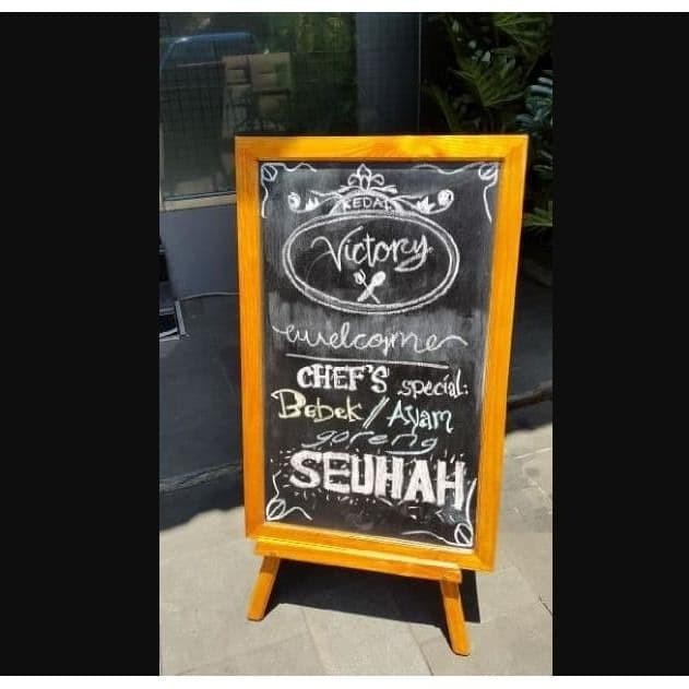 

HARGA DISC - Papan Tulis Kapur Blackboard Menu Cafe + Stand 1 side 50 x 80