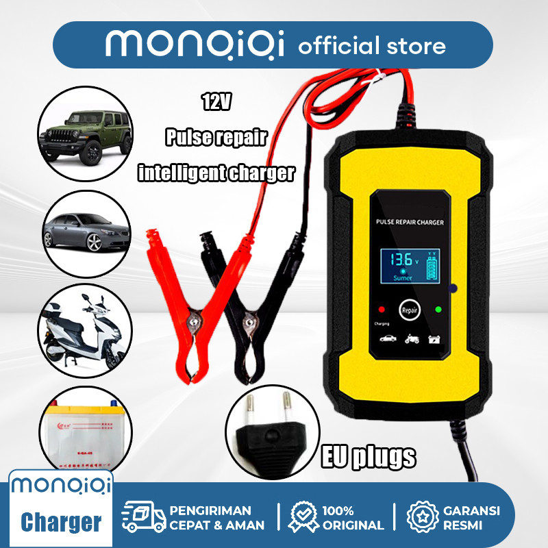 Monqiqi Charger Black Mobil Aki Yellow Battery Venus Taffware Intelligent Automatic Mobil Motor 12V 