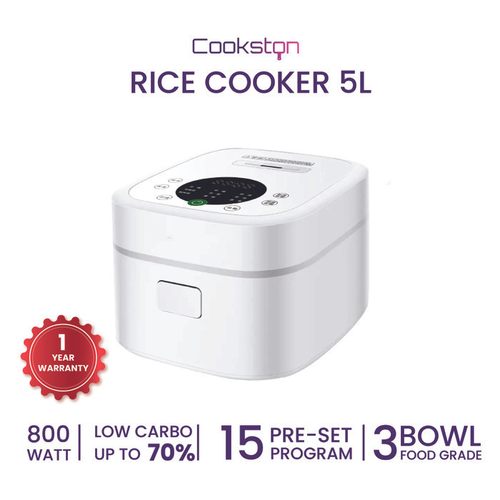 Cookston Rice Cooker Low Carbo Low Sugar 5L With Handle Smart Digital