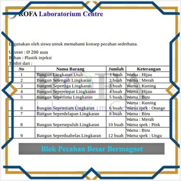 

[ROF] BLOK PECAHAN / ALAT PERAGA PECAHAN / MODEL PECAHAN MATEMATIKA