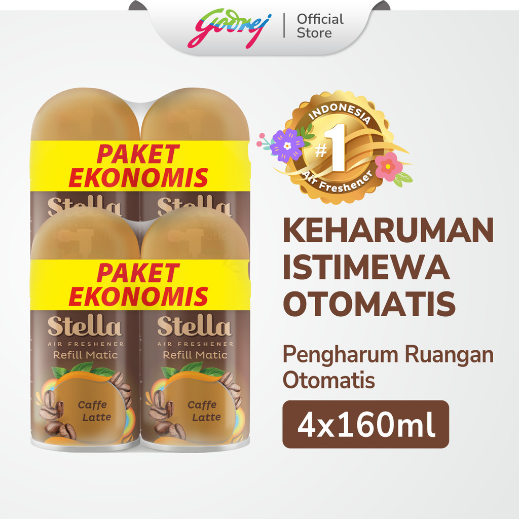 Stella Refill Matic Caffe Latte 4x 160ml - Pengharum Ruangan Otomatis