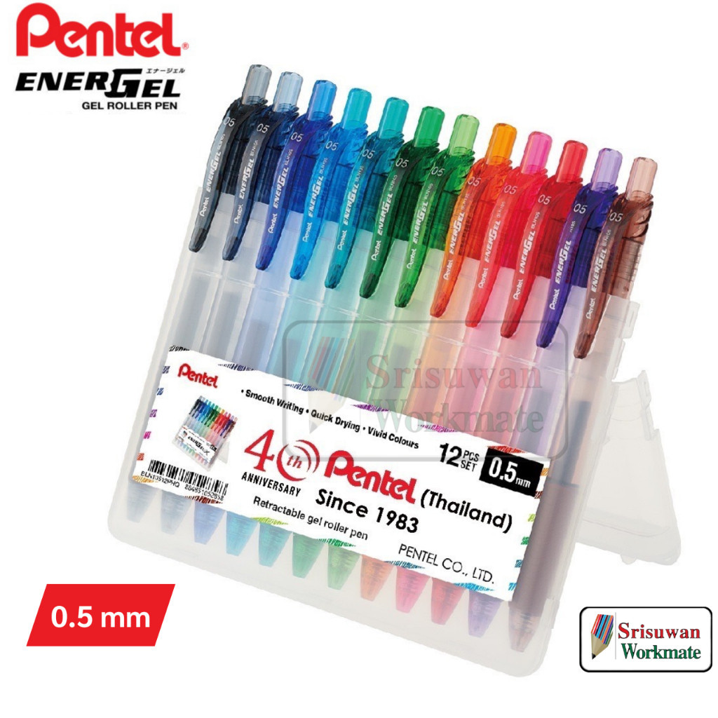 

Pentel Energel 12 Warna Set 12 Kepala Pena Gel 0,5 mm. Warna Spesial HUT 40 Tahun