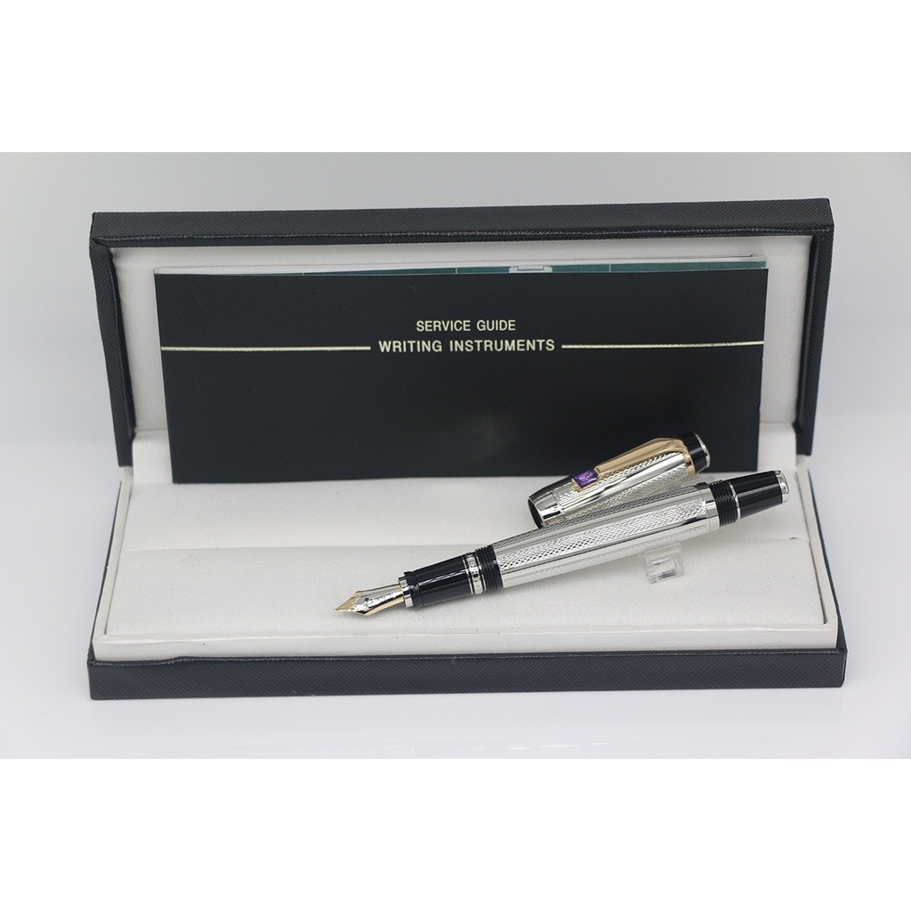 

Mont Bohemia Short Fountain pen Body ukiran perak trim emas dengan Nomor Seri dan warna Berlian pengiriman acak