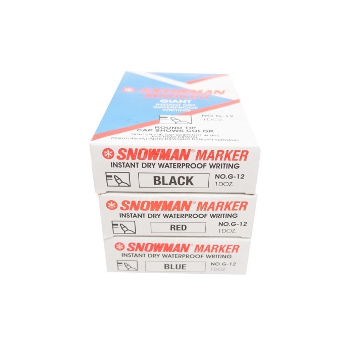 

Sarila Spidol Permanen Besar Snowman G12 Hitam Merah Biru Wateroof - 1 Pack I