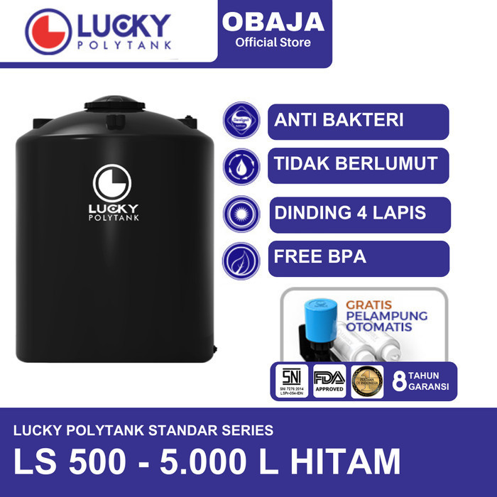 Lucky Polytank Toren / Tandon Air LS 500 Lucky Polytank Hitam