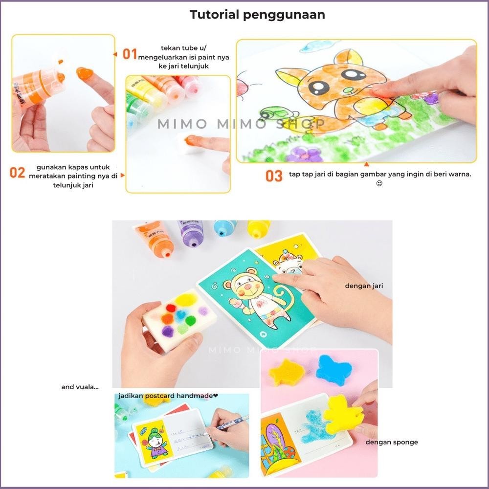 

Ht-12 Furo Angel Finger Paint Washable | Cat Tangan Warna Non Toxic Set Edukasi Anak BisaCod