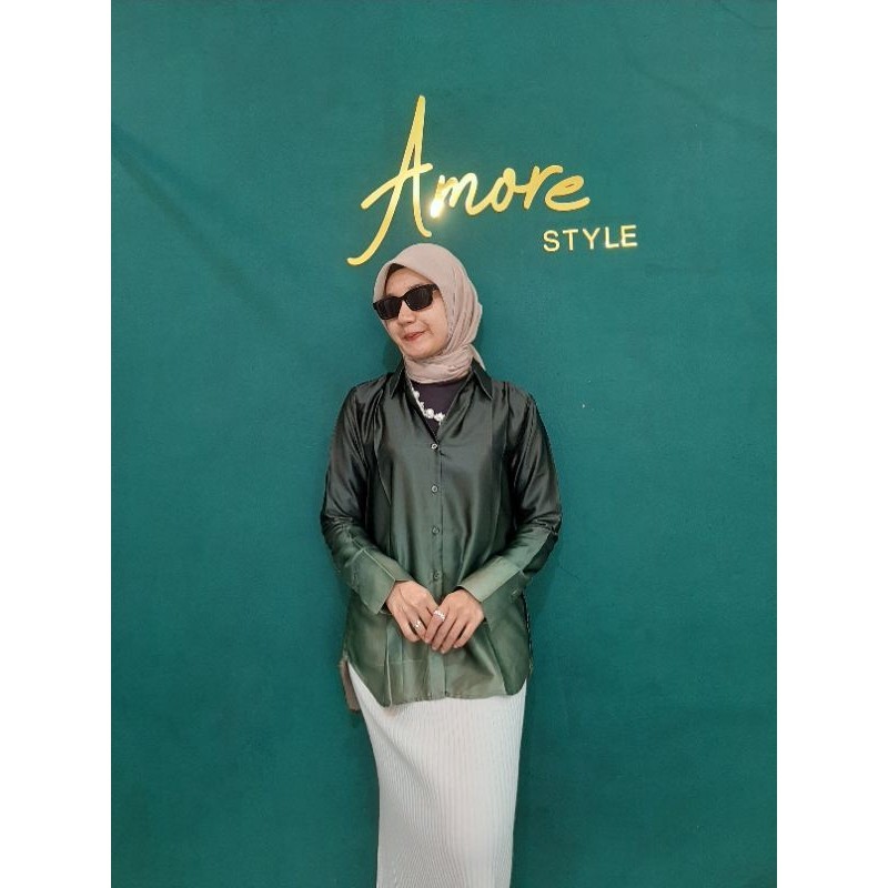 Kemeja Zara V Gradiasi Emerald