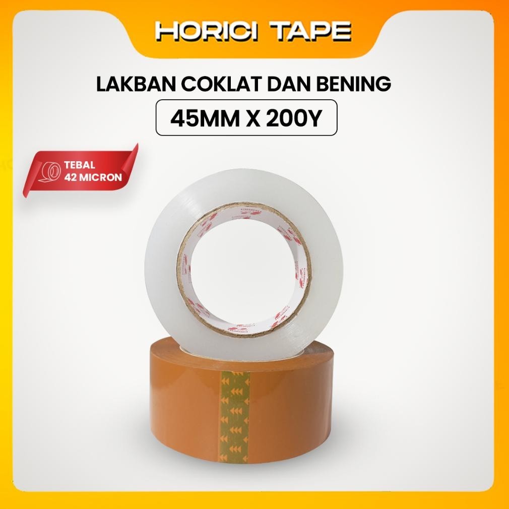 

HORICI 1 SLOP 6 PCS 45MM*200Y TAPE MURAH SUPER CLEAR LAKBAN BENING DAN COKLAT