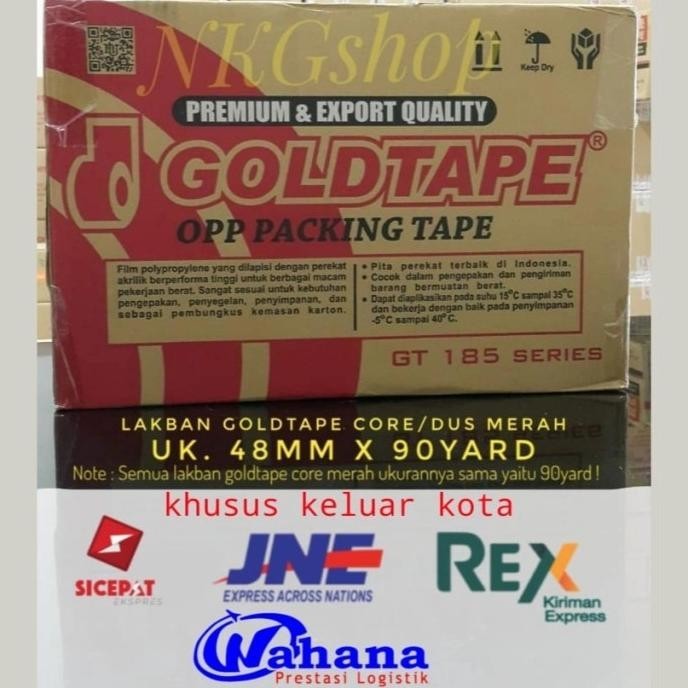 

BEBAS ONGKIR - Lakban Goldtape/OPP Goldtape dus merah 2" 48mm x 90yard (1dus = 72pcs)