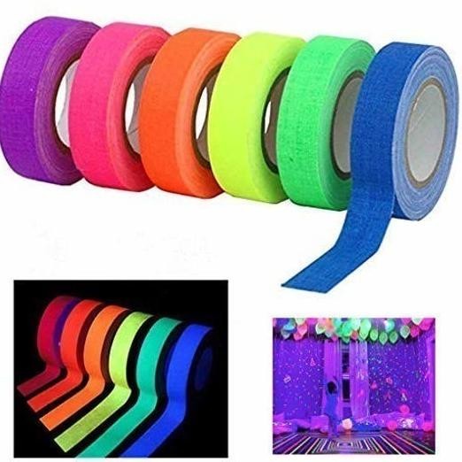 

NEW UV Fluorescent GAFFA CLOTH SPIKE TAPE Set of 6Color - 6Lakban 12mmx15m