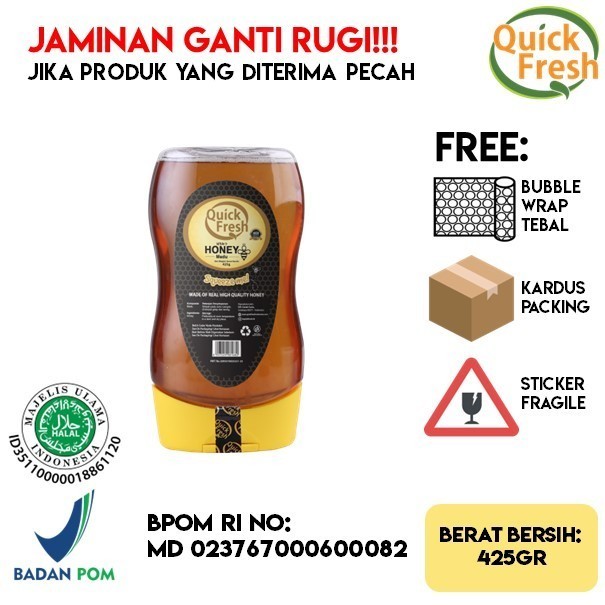 

[ANTI PECAH] Quick Fresh Honey / Madu 425G (Squeeze)
