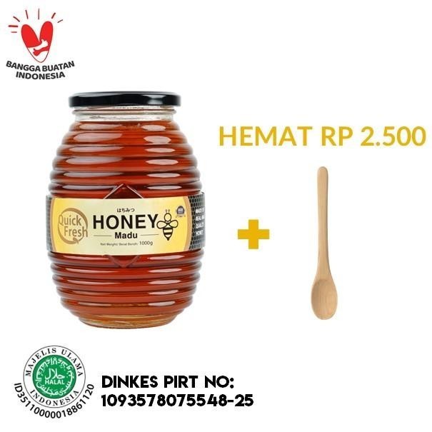 

[FREE SENDOK KAYU 17cm] Quick Fresh Honey / Madu 1kg Jar