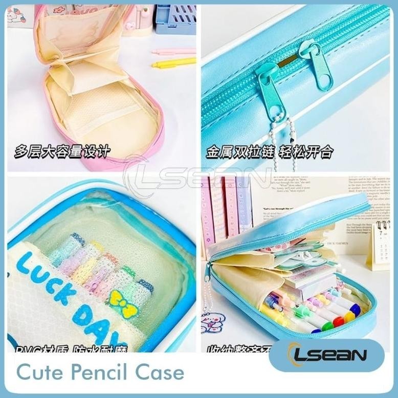 

u-45 Tempat Pensil Motif Kartun Lucu Korea Multilayer Anti Air Stationery Case Hemat