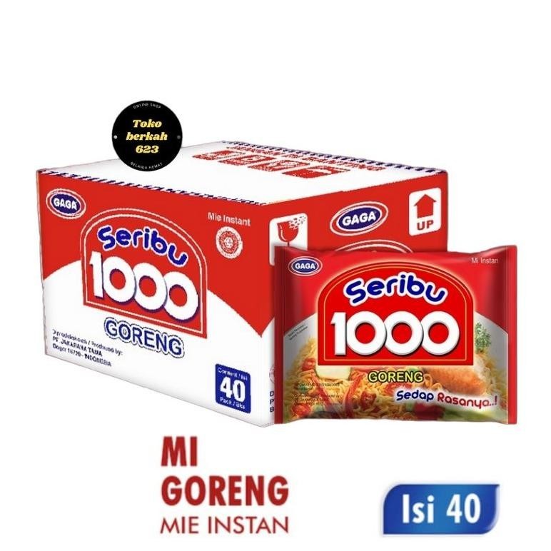 

New Produk 1 Dus Mie Gaga 1000 Goreng 50Gr Isi 40 Pcs .