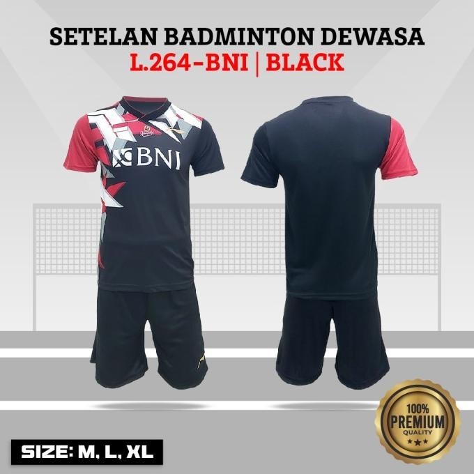 SETELAN BADMINTON DEWASA KAOS BULUTANGKIS PRINTING L 264 BNI