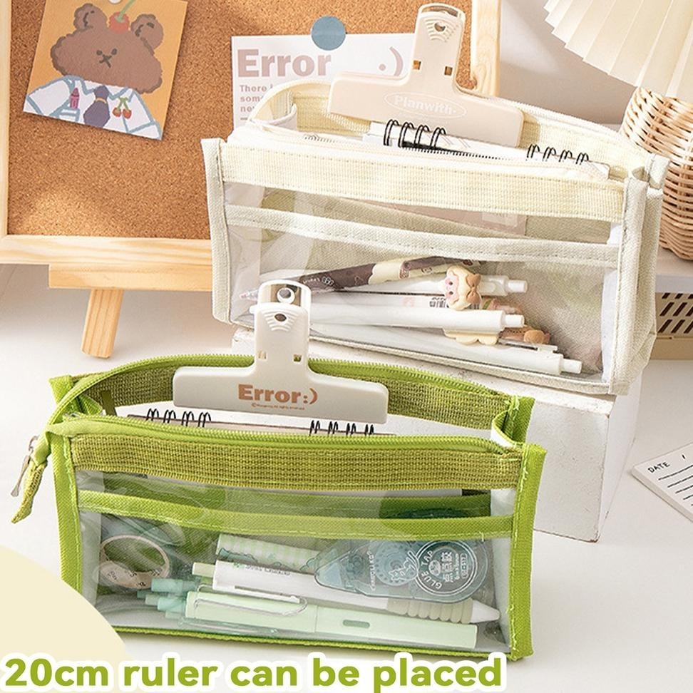 

4/6 Layers Transparent Large Capacity Pencil Case Bag Pen Pouch PVC Waterproof Organizer Durable Holder Soft Touch for Students Girls School Office Supplies Stationery