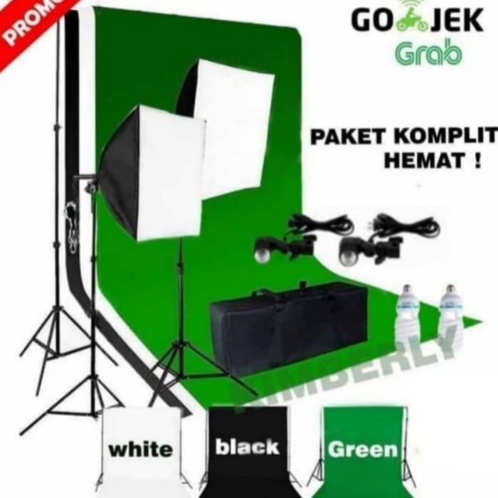 Paket Lighting Mini Studio Softbox Background Foto Lampu Studio Cust