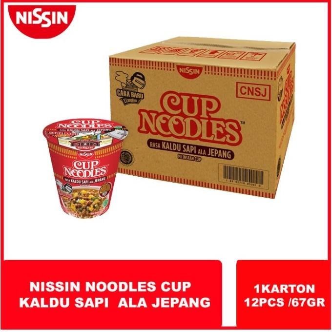 

MIE RAMEN Noodles cup Nissin Kaldu sapi Ala Jepang /1 Karton /67gr ES77