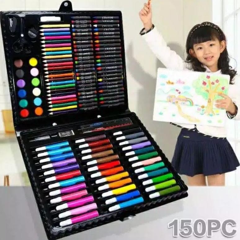 

Barangunik2021 -Art Set Isi 150 Pcs Pensil Warna Set Anak Crayon Full Set Alat Lukis /Crayon Set 150Pcs (6.6)