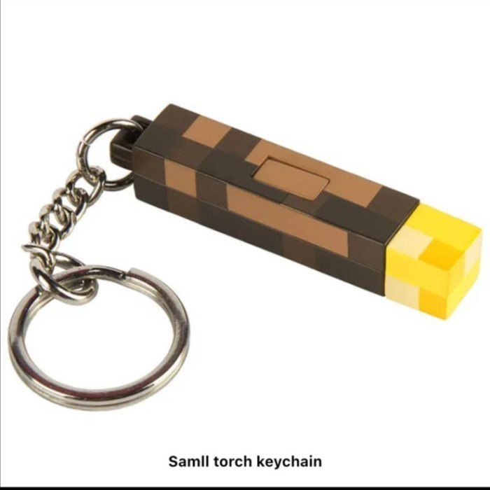 Minecraft torch light keychain gantungan kunci torch minecraft, gantungan kunci lampu minecraft mini