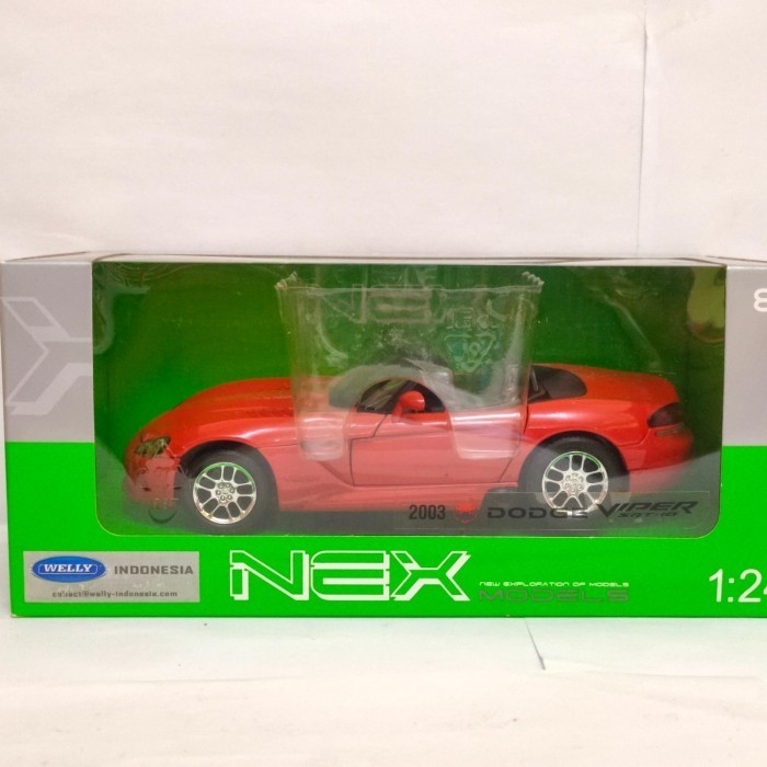 Ane Dodge Viper Srt-10 Merah Welly Skala 1:24 Diecast Mobil Sport Original