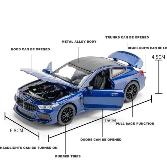 Ane Diecast Mobil Bmw M8 Miniatur Die-Cast Skala 1:32