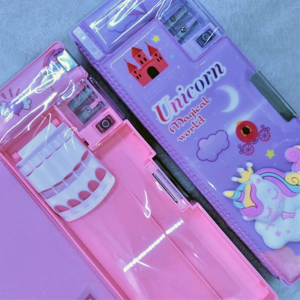 

d-54 Kotak Pensil Tutup Magnet 2 Sisi + Rautan 35281-B Timbul / Tempat Pensil / Tepak Pensil / Boks Pensil / Box Pen / Pencil Case Premium