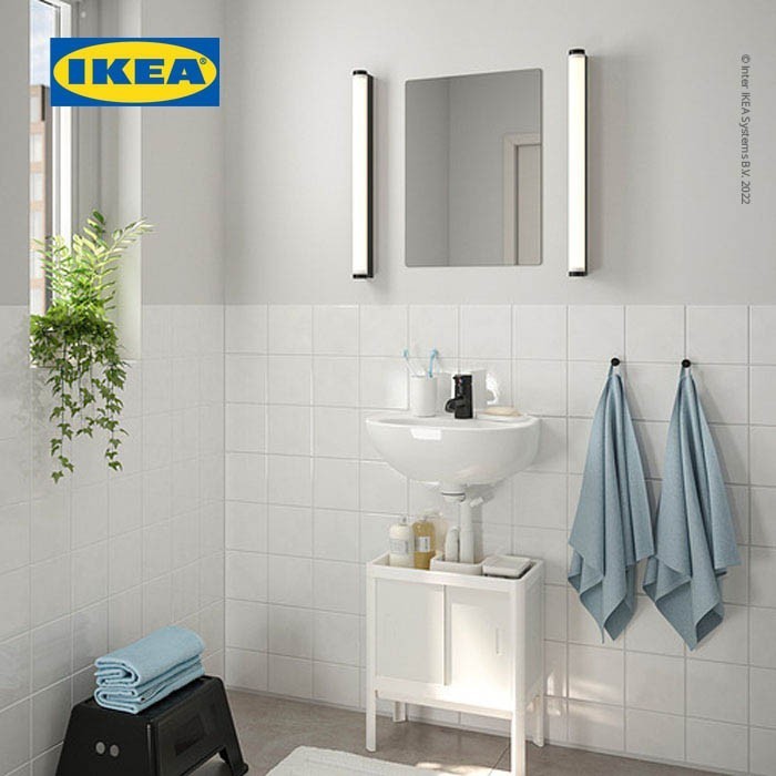 Ikea Lilltjrn Kabinet Wastafel Putih Dengan Dua Pintu 44X50X25 Cm