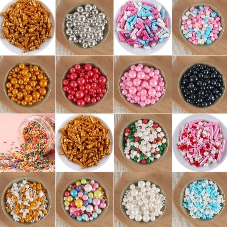 

Discount Sprinkle Hiasan Kue Gula Warna Manik Manik Mutiara Gold Putih Rainbow Bola Unicorn Bintang Natal Salju Silver Dekorasi Kue Cake High Qualiy