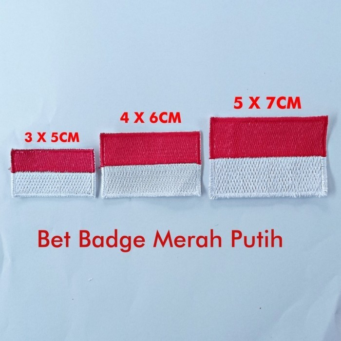 ~~~] Bet Badge Bed Merah Putih Bordir Baju Seragam Bendera Indonesia 3x5